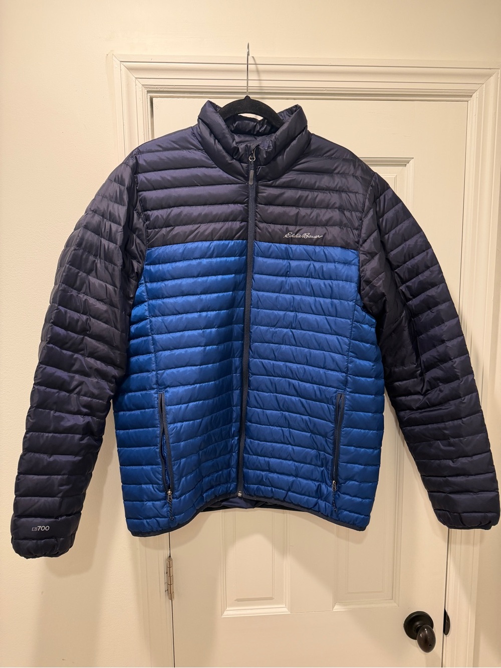 Eddie Bauer Men’s Royal Blue & Navy Quilted Down Puffer Jacket